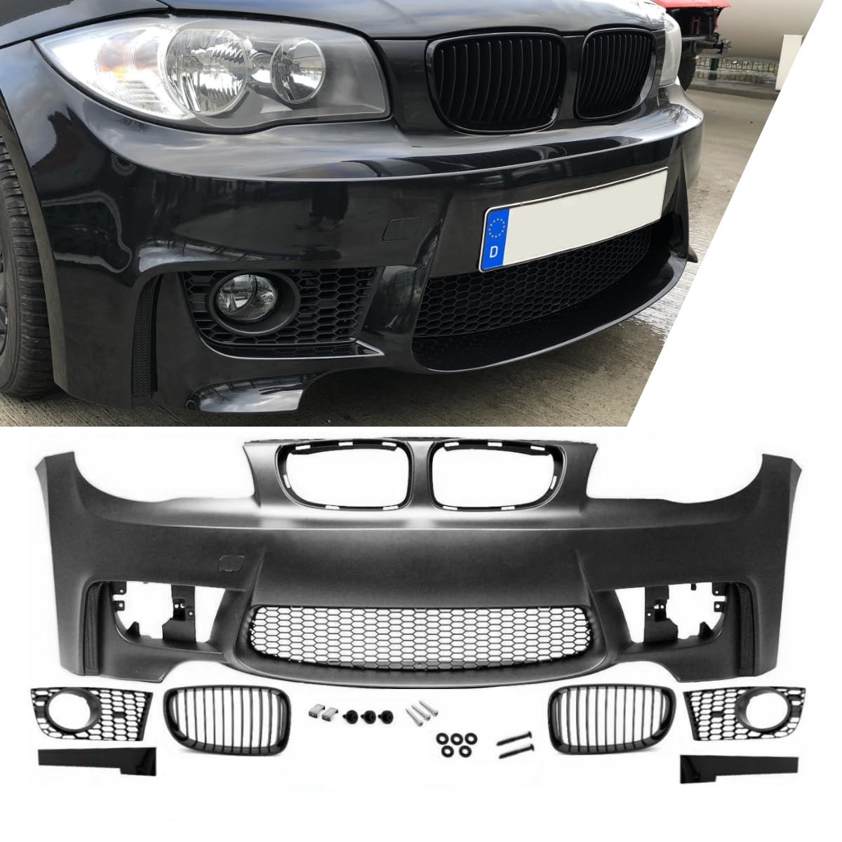 DM Autoteile Front Stoßstange + Grill Schwarz passt für E81 E82 E87 E88 nicht M +ABE ZULASSUNG von DM Autoteile