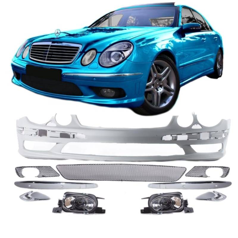 DM Autoteile 2304 Stoßstange Vorne SRA & PDC + Nebelscheinwerfer kompatibel für Mercedes W211 E55 02-06 AMG von DM Autoteile