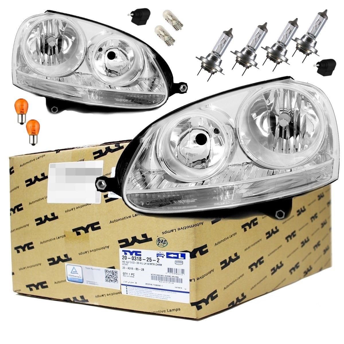 DM Autoteile 2x Golf 5 V Halogen Scheinwerfer SET Klarglas RECHTS & LINKS+Birnen KOMPLETT von DM Autoteile