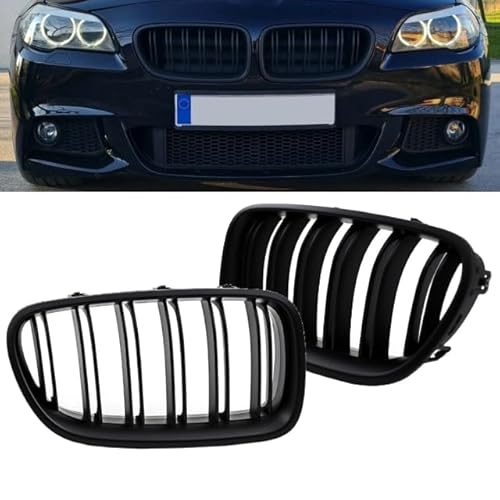 Kühlergrill Grill Schwarz Matt Doppelsteg kompatibel für BMW F10 F11 auch M M5 Grill Rippen Links Rechts Frontgrill von DM Autoteile