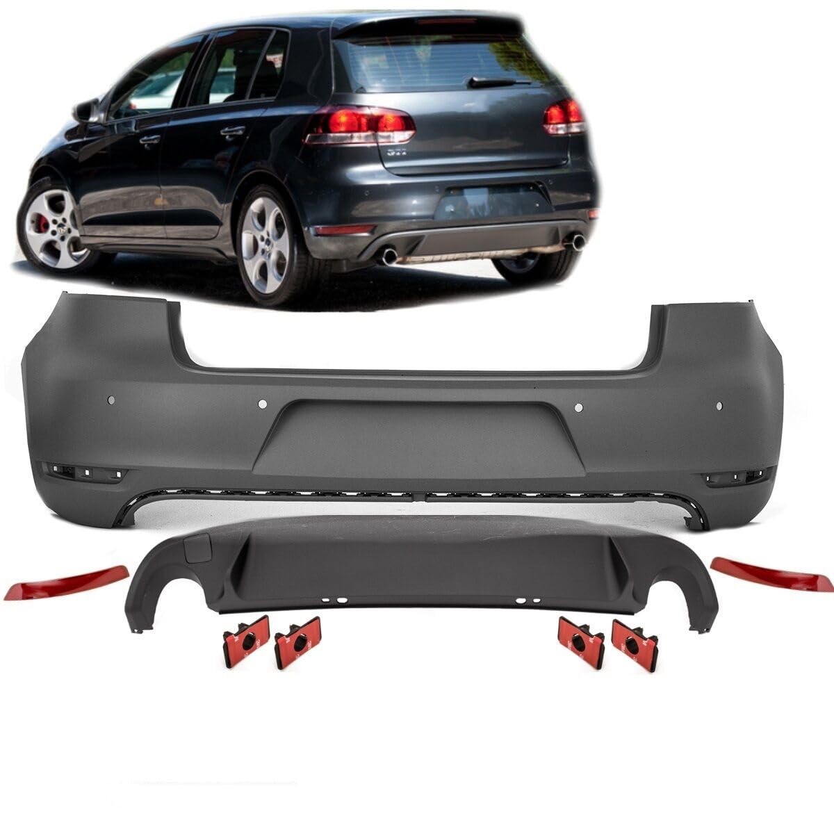 DM Autoteile 3242 Stoßstange Hinten Parkhilfe 4 Löcher ABS + Diffusor kompatibel für Golf 6 GTI Umbau DM Autoteile 3242 Stoßstange Hinten Parkhilfe 4 Löcher ABS + Diffusor kompatibel für Golf 6 GTI Umbau von DM Autoteile