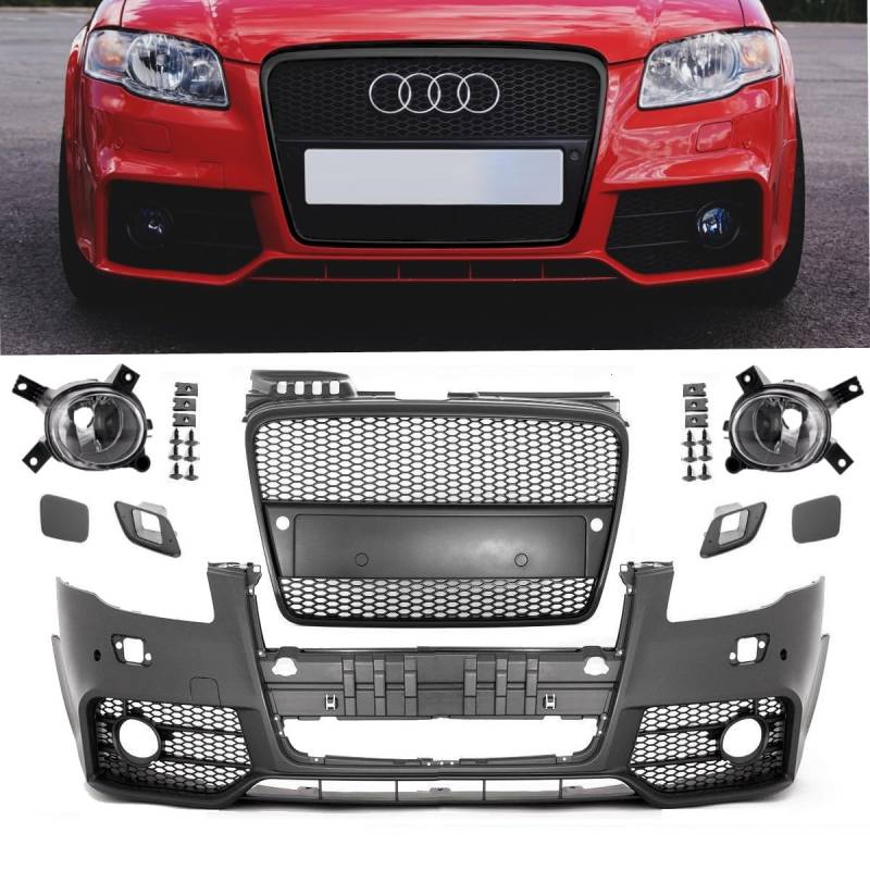 DM Autoteile 4103 Stoßstange vorne + Kühlergrill + Nebelscheinwerfer kompatibel für Audi A4 B7 ab 04-08 von DM Autoteile