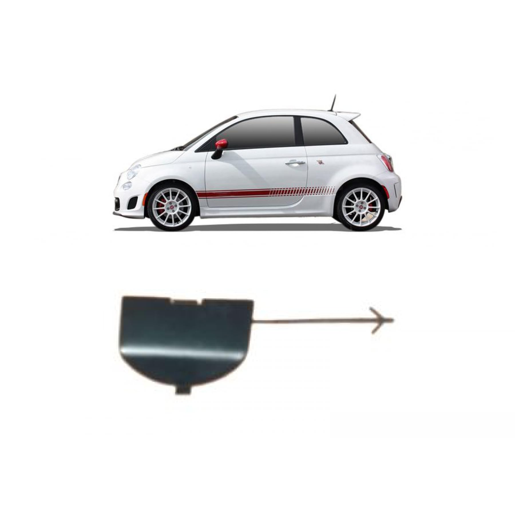 DM Autoteile Abschlepphaken Abdeckung vorne kompatibel für Abarth + Fiat 500/595 695 ab 07 von DM Autoteile