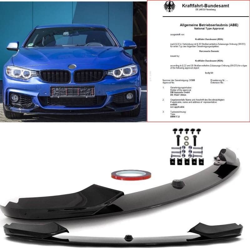 DM Autoteile Frontspoiler schwarz kompatibel für BMW F32 F33 F36 mit M-Paket von DM Autoteile