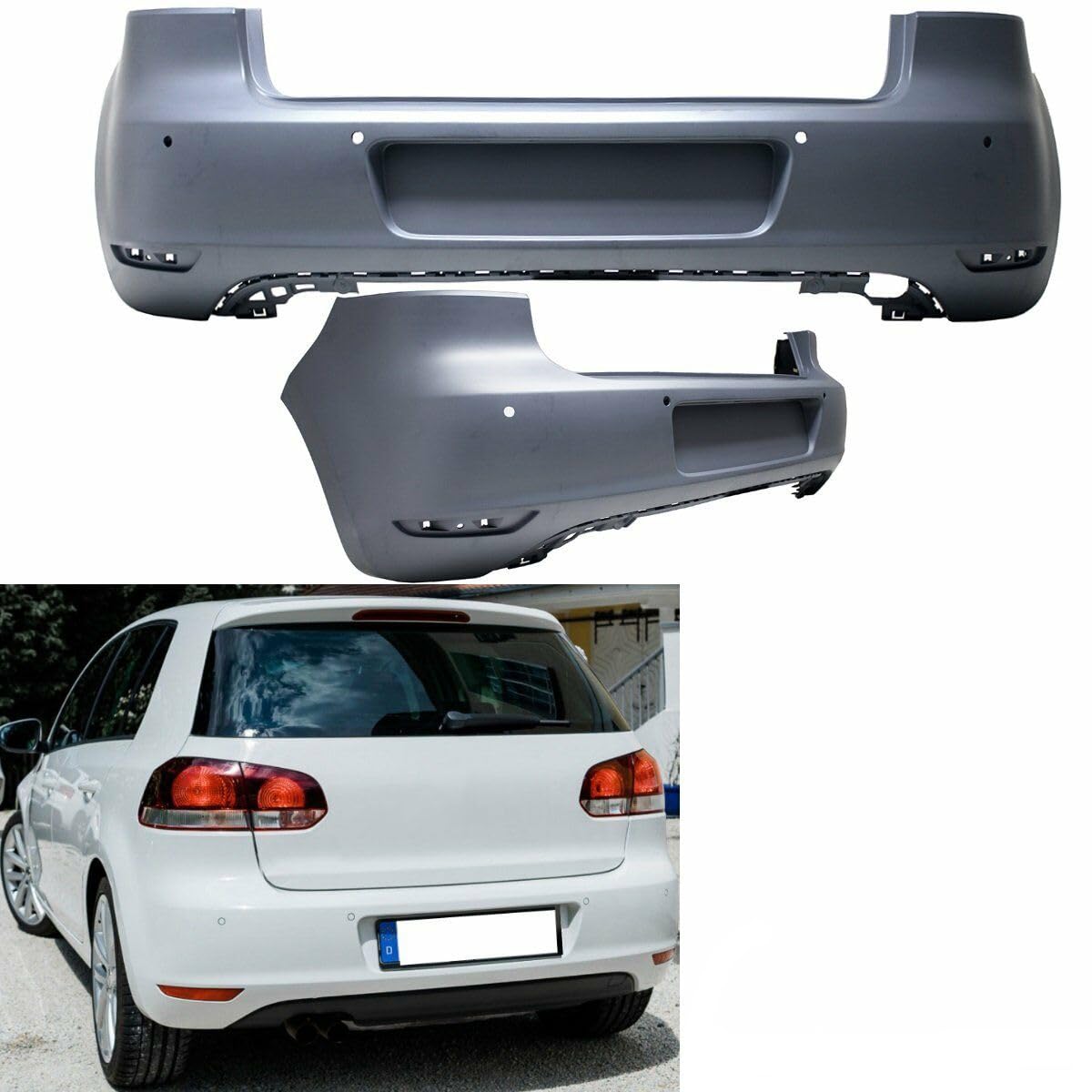 DM Autoteile GOLF 6 VI Heck Stoßstange Hinten grundiert für Parkhilfe 08-12 ABS-PREMIUM von DM Autoteile
