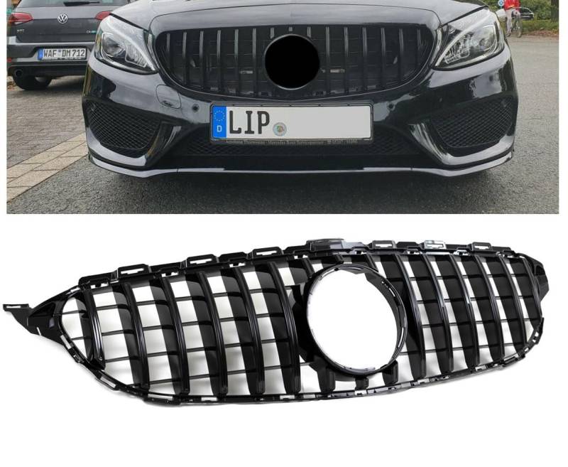 Kühlergrill Grill Schwarz Glanz kompatibel für Mercedes C Klasse W205 S205 14-18 auf Sport-Panamericana GT DM Autoteile 2227 von DM Autoteile