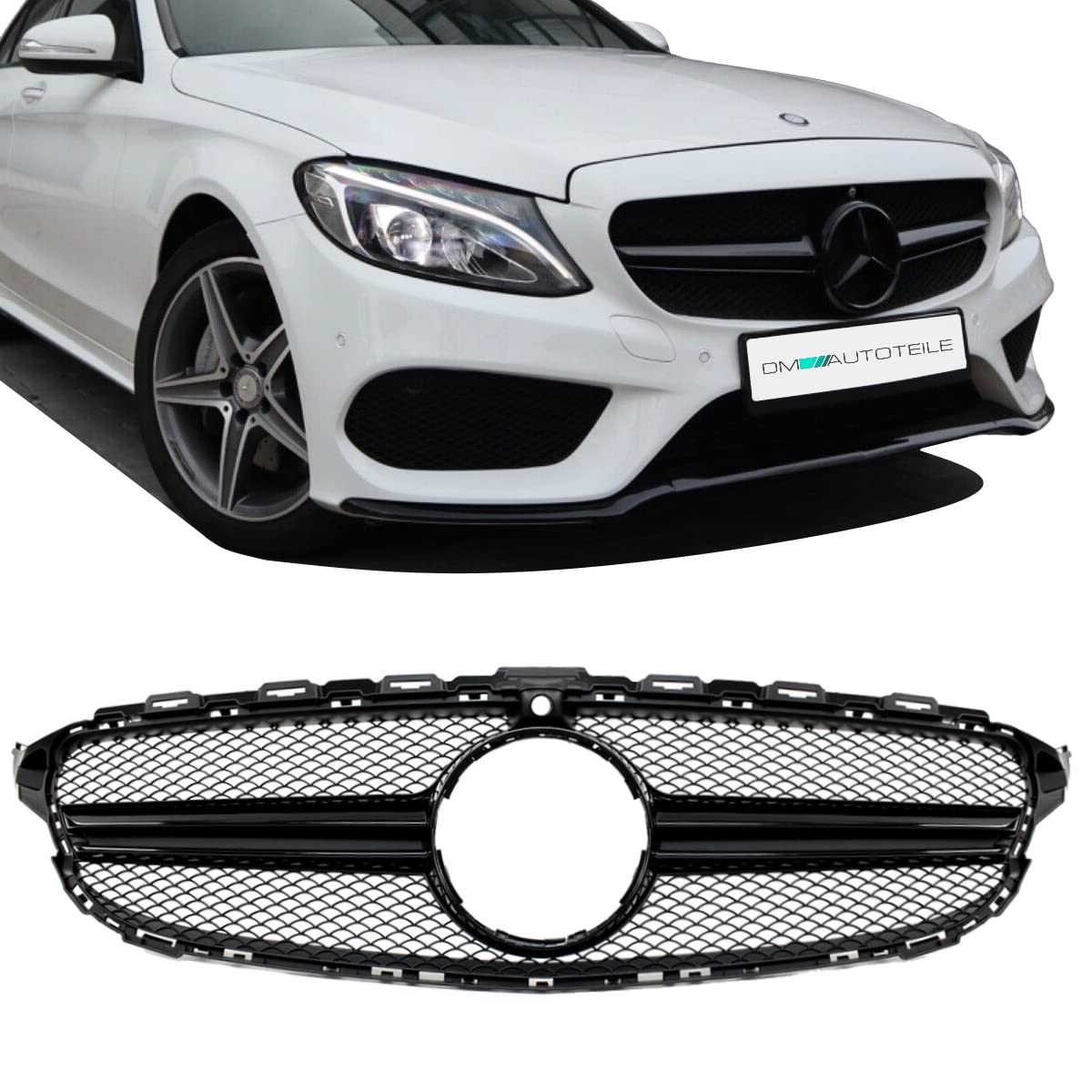 DM Autoteile Kühlergrill Schwarz Glanz + Kamera kompatibel für Mercedes W205 S205 14-18 kein AMG DM Autoteile Kühlergrill Schwarz Glanz + Kamera kompatibel für Mercedes W205 S205 14-18 kein AMG von DM Autoteile
