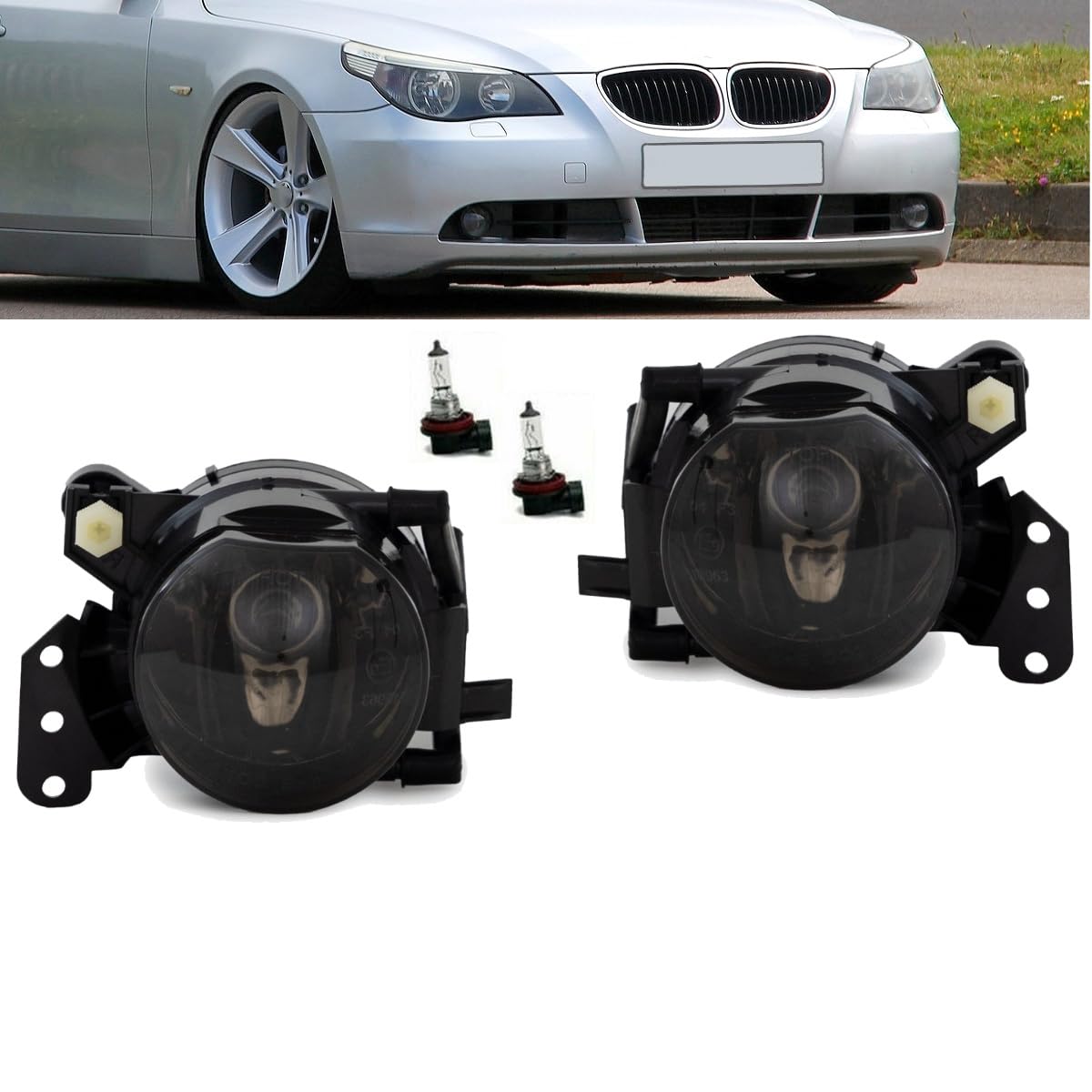 DM Autoteile Nebelscheinwerfer SET Nebellampen Schwarz HB4 passt für E60 E61 E90 E91 von DM Autoteile