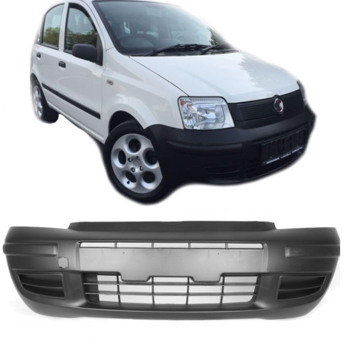 DM Autoteile 6264 Fiat Panda 169 Stoßstange vorne Bj 03-12 schwarz incl.Leisten mit Grundträger von DM Autoteile