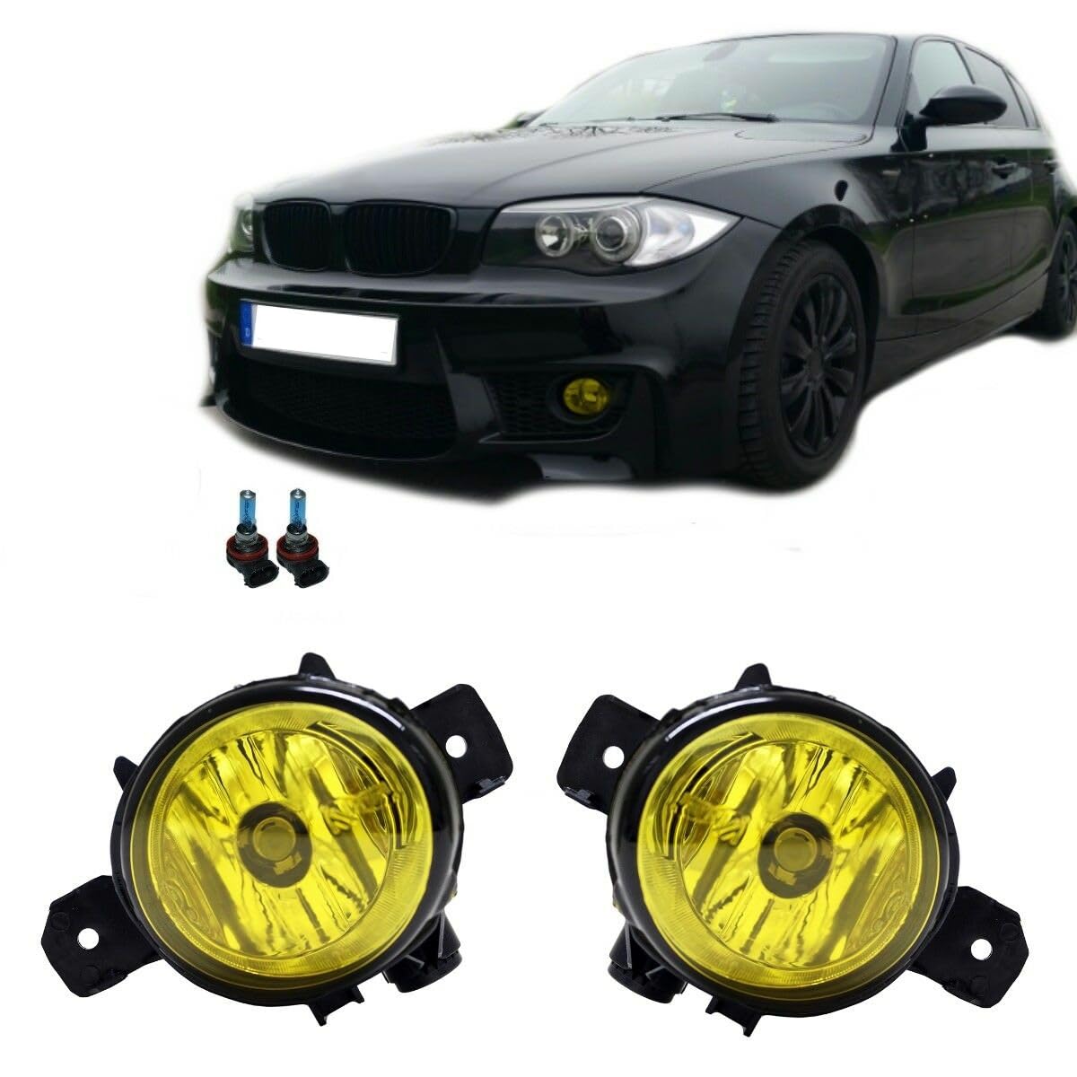 DM Autoteile SET 2x Nebelscheinwerfer Gelb US Look für 1er E81 E82 E87 E88 X1 E84 X5 E70 von DM Autoteile
