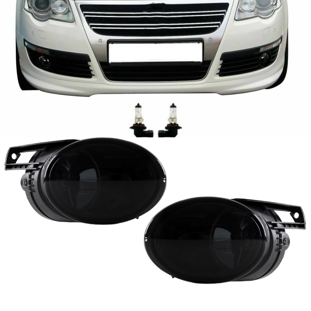 DM Autoteile SET 2x Nebelscheinwerfer Smoke Schwarz LI+RE Passat 3C alle Modelle+H4 Birnen von DM Autoteile