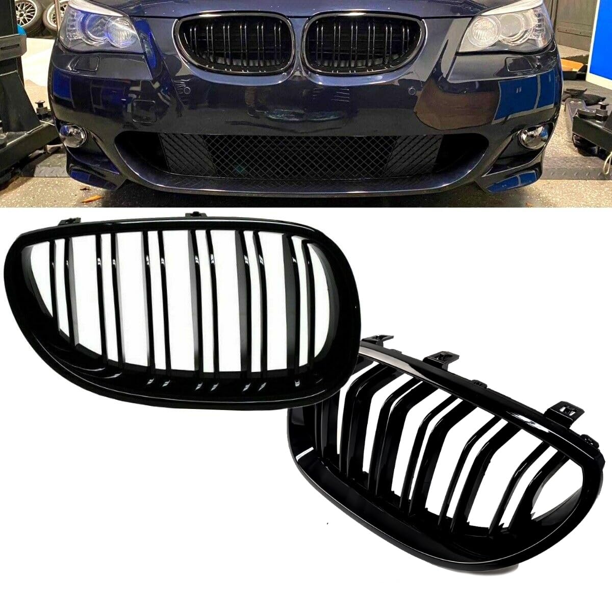 DM Autoteile SET Kühlergrill Schwarz Hochglanz Doppelsteg passend für 5er E60 E61 + M M5 DM Autoteile SET Kühlergrill Schwarz Hochglanz Doppelsteg passend für 5er E60 E61 + M M5 von DM Autoteile
