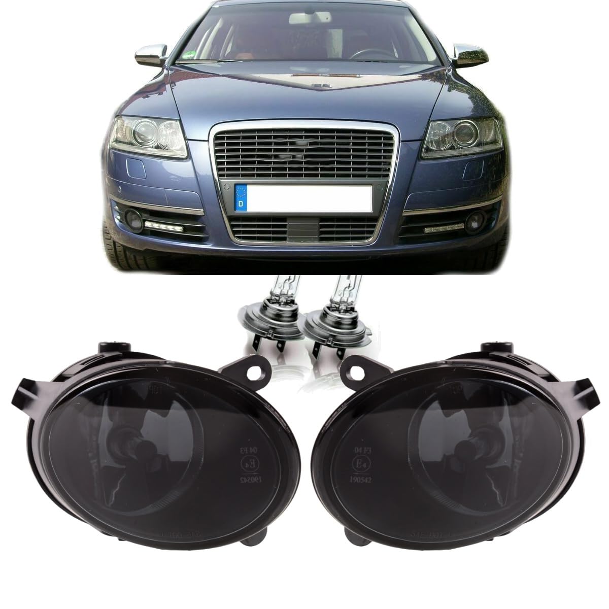 DM Autoteile Satz H7 Nebelscheinwerfer Klarglas Smoke passt für A6(4F2/4F5) Bj 2005-2008 von DM Autoteile