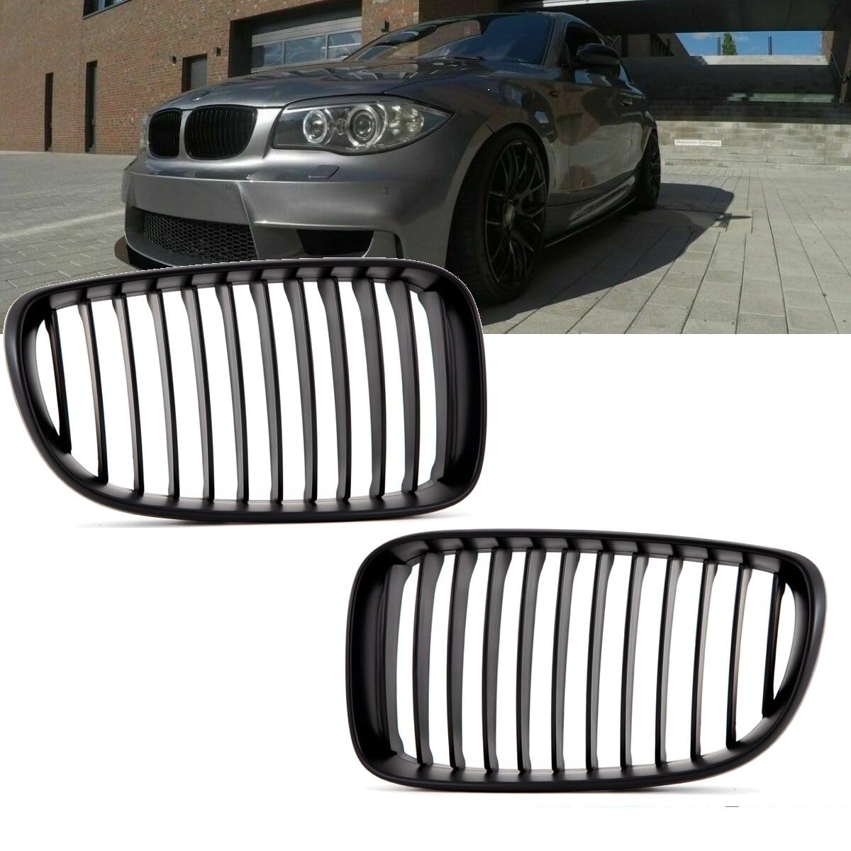 DM Autoteile Set Kühlergrill Schwarz Matt SATZ passend für 1er E87 E82 E88 Facelift Bj 07 von DM Autoteile