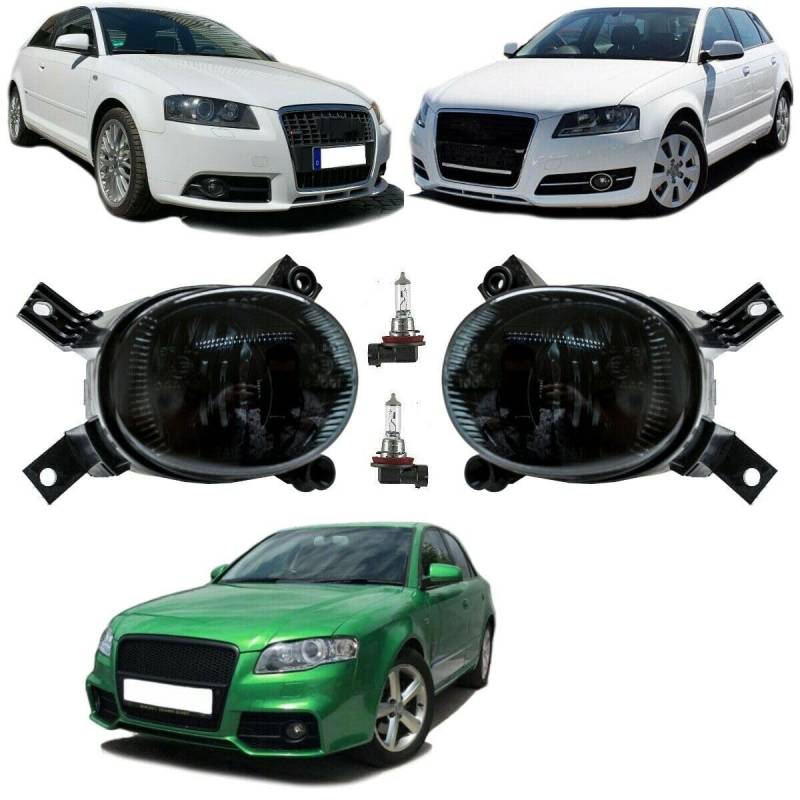 DM Autoteile Set Nebelscheinwerfer Smoke Schwarz + H11 passend für A3 8P A4 8E B7 von DM Autoteile