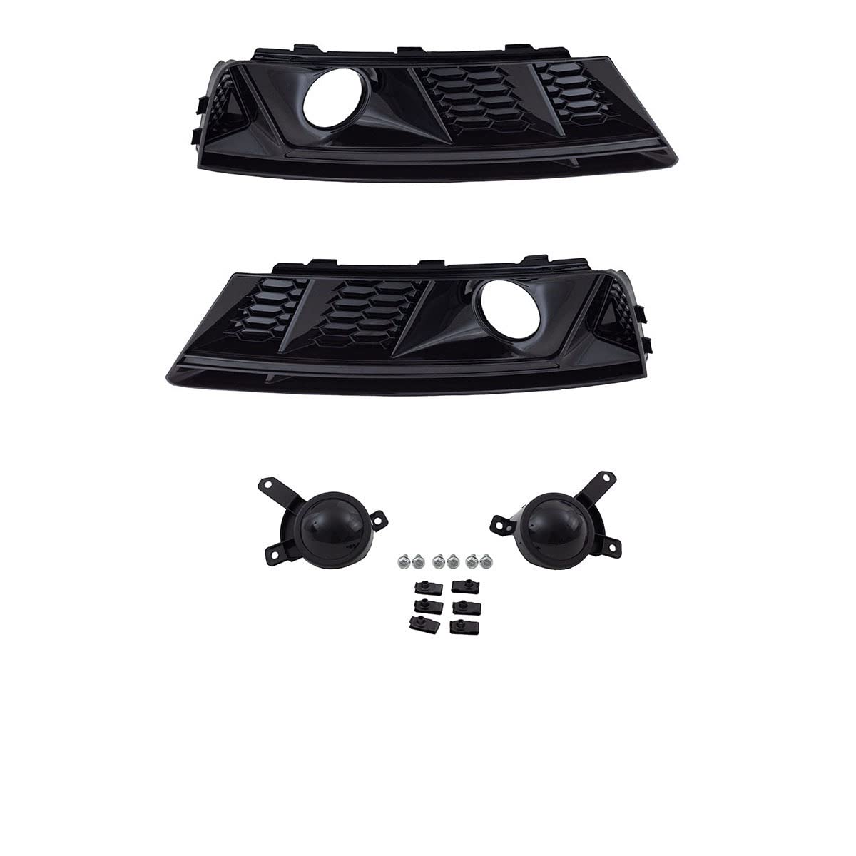 DM Autoteile Set Nebelscheinwerfer Wabengrill Giter Schwarz Hochglanz kompatibel für Audi A4 B9 ab 2016-2019 kein RS4 4186 von DM Autoteile