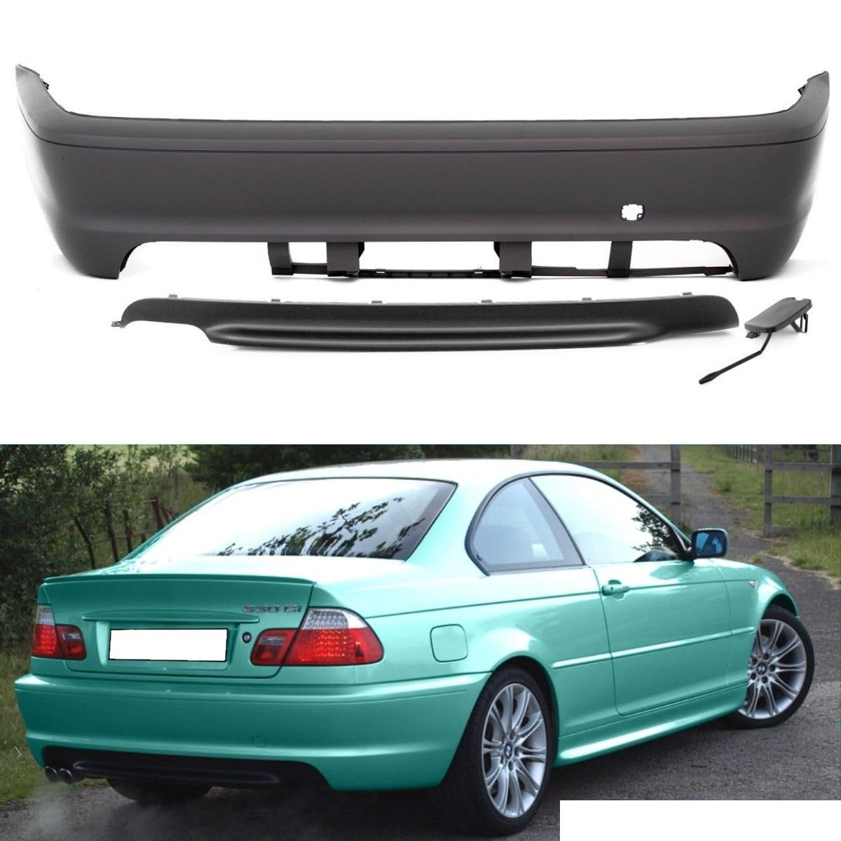 DM Autoteile Sport COUPE CABRIO Stoßstange hinten o. PDC passt für 3er E46 nicht M-Paket von DM Autoteile