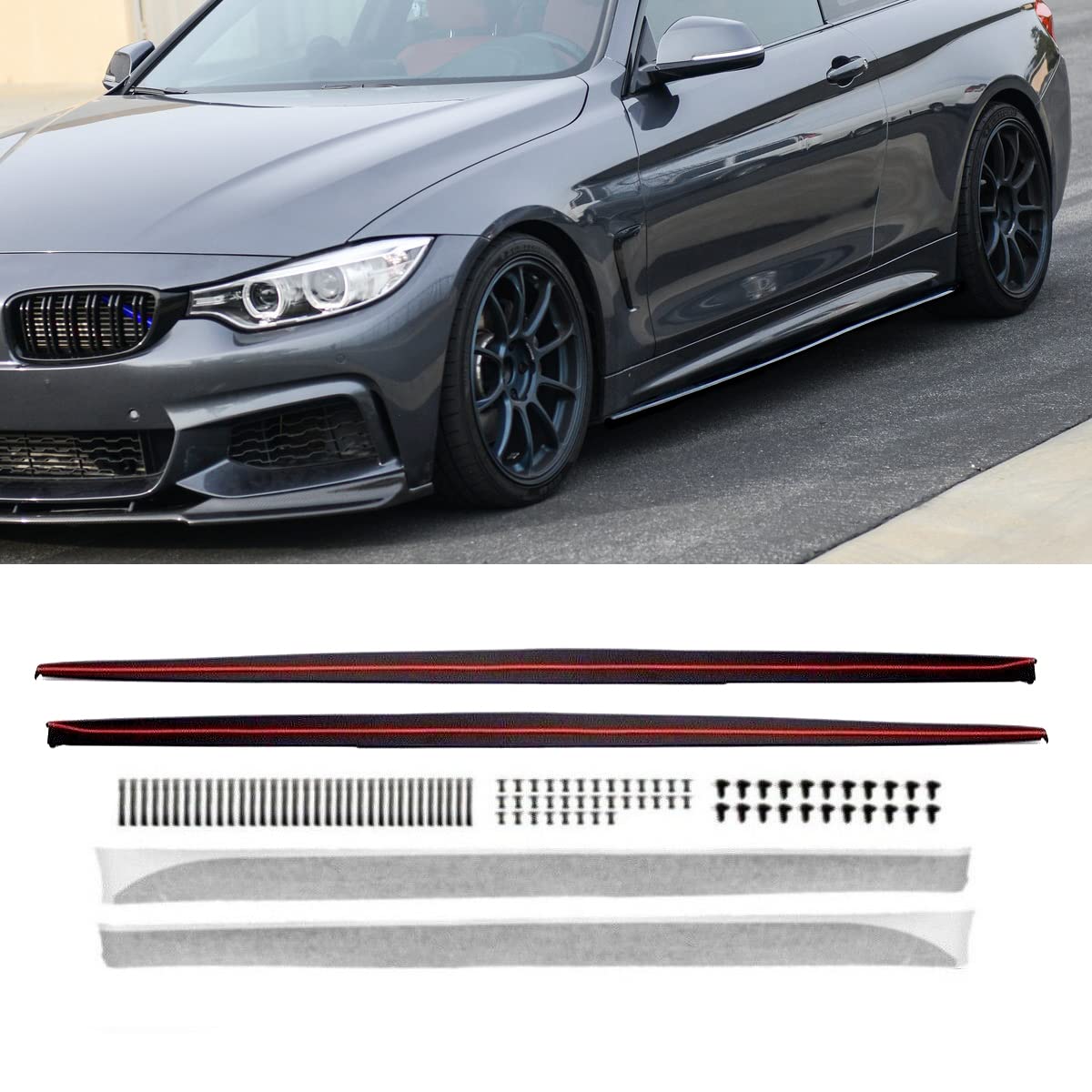 DM Autoteile Sport-Performance Seitenschweller Ansatz + Folie kompatibel für BMW F32 F33 M-Paket von DM Autoteile