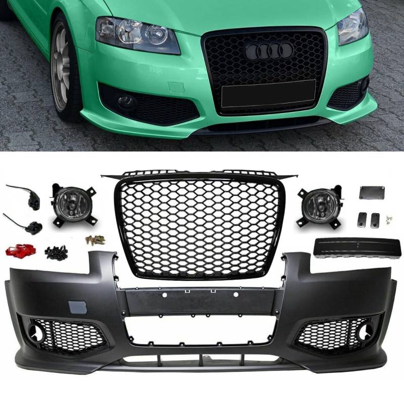 DM Autoteile Sport Stoßstange + Wabengrill Schwarz kompatibel für Audi A3 8P ab 03-08 kein RS3 S3 von DM Autoteile