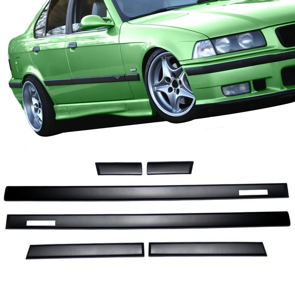 DM Autoteile Türleisten Zierleisten schwarz kompatibel für BMW E36 Limousine Touring + Emblem von DM Autoteile