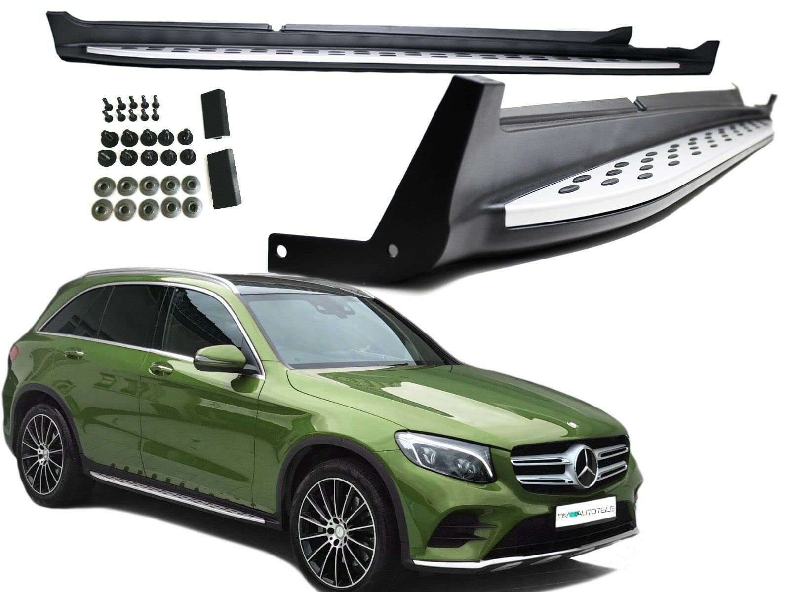 DM AutoteileSatz Trittbretter Alu + Anbaumaterial kompatibel für Mercedes GLC X253 + Coupe C253 2015-2019 von DM Autoteile