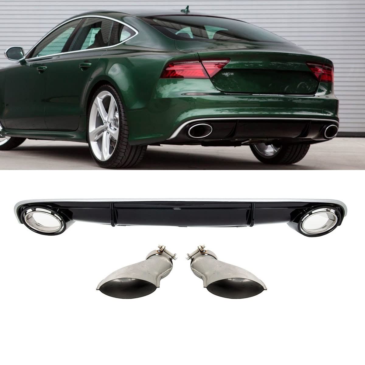 Heckdiffusor Schwarz Glanz + Blenden kompatibel für Audi A7 4G Sportback ab 10-14 kein RS7 DM Autoteile 4214 von DM Autoteile