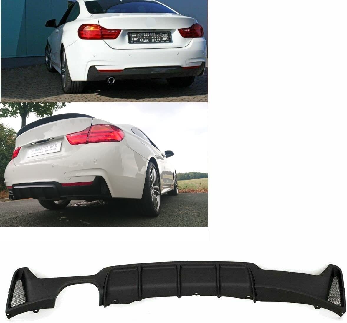 DM Autoteile 1584 Heckdiffusor Schwarz Sport-Performance kompatibel für BMW 4er F32 F33 F36 M-Paket +ABE von DM Autoteile