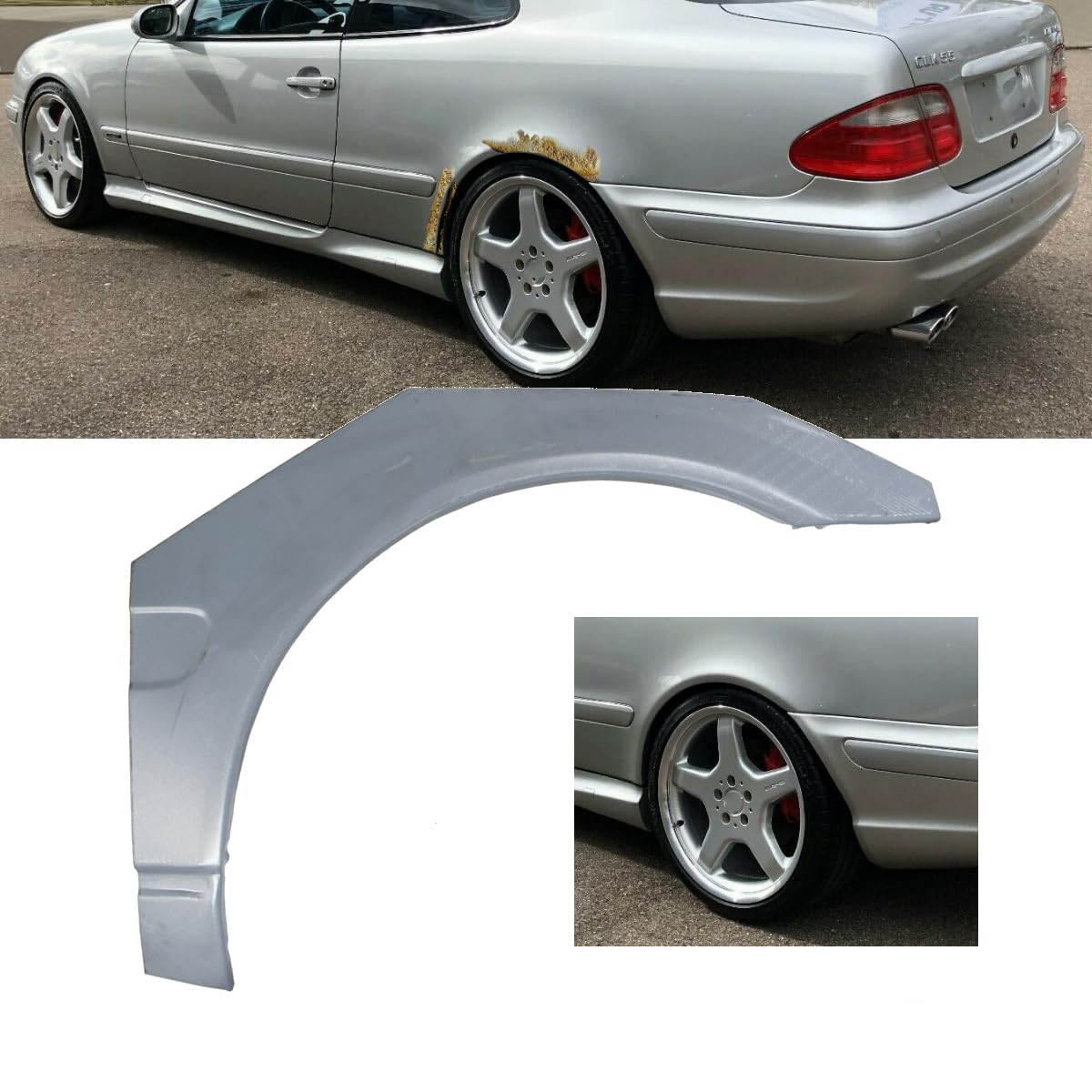 Radlauf Reparaturblech hinten Links verzinkt kompatibel für Mercedes CLK W208 97-03 DM Autoteile 61031 von DM Autoteile