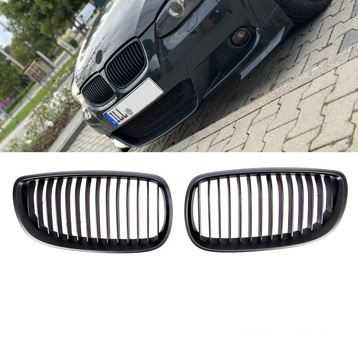 SET Kühlergrill Einzelsteg Performance Grill Schwarz Matt kompatibel für BMW 3er E92 E93 Coupe Cabrio 06-10 auch M-Paket DM Autoteile 1614 von DM Autoteile