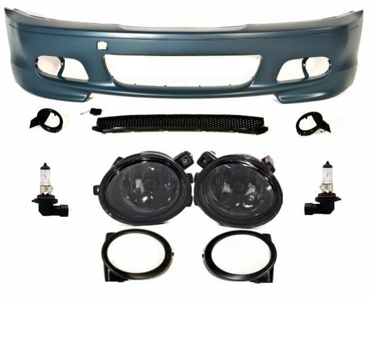 Set Sport Stoßstange Vorne 99-07 grundiert+Zubehör passt für BMW E46 Coupe Cabrio nicht M-Paket +Nebel Smoke von DM Autoteile