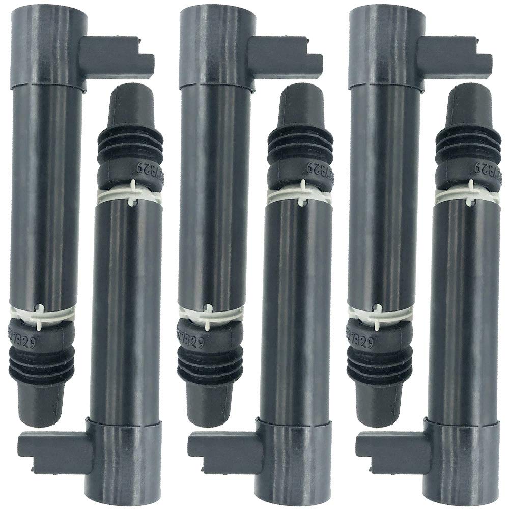 DMCOIL Zündspule Kompatibel mit R-ult Clio II L-guna II E-pace III Sy-bol I P-geot 406 407 607 807 Citro-n C5 I II C6 C8 Fia-t Ulysse L-ncia Phe-dre 3.0L V6 1998- Ersetzt OEM 21598394-3 von DMCOIL