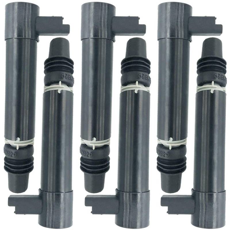 DMCOIL Zündspule Kompatibel mit R-ult Clio II L-guna II E-pace III Sy-bol I P-geot 406 407 607 807 Citro-n C5 I II C6 C8 Fia-t Ulysse L-ncia Phe-dre 3.0L V6 1998- Ersetzt OEM 21598394-3 von DMCOIL