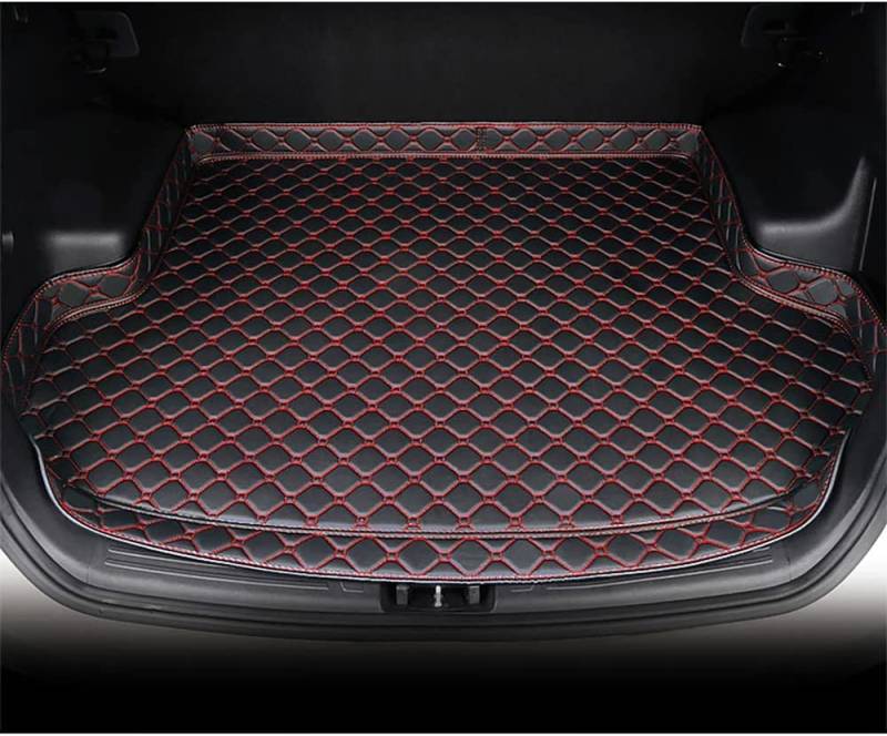 Kofferraum Leder Schutzmatte FüR Mazda 6 Sedan 2012-2023, Kofferraummatte Kofferraumwanne Kofferraumschutz Wasserdicht Kratzfest rutschfest Matte Innen ZubehöR,Black-red von DMKD