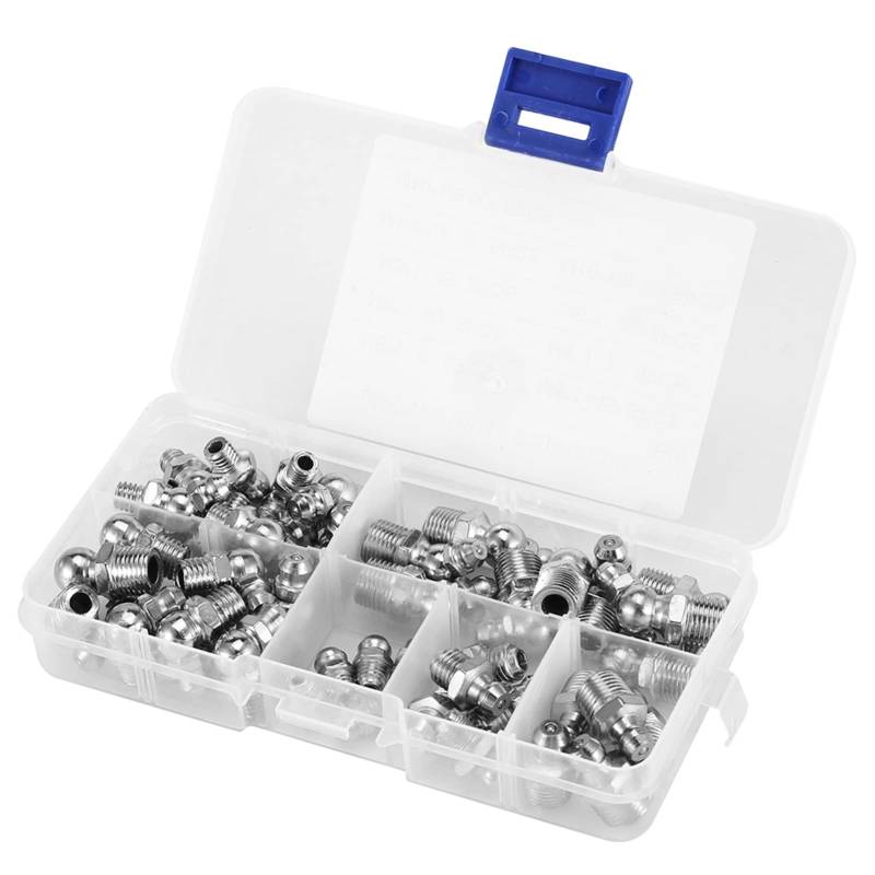 DMLENGOIN 45pcs M6 M8 M10 Langable Metall Messing Zerk Fettnippelanpassungs -Sortiment -Kits für Heißluftpistole von DMLENGOIN