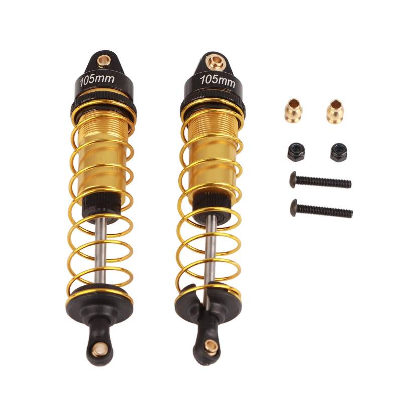 RC Stoßdämpfer Öl Einstellbare Legierung Aluminium Stoßdämpfer Federn Stoßdämpfer Set Dämpfer 105mm für 1/10 RC Auto (Gold) von DMLENGOIN