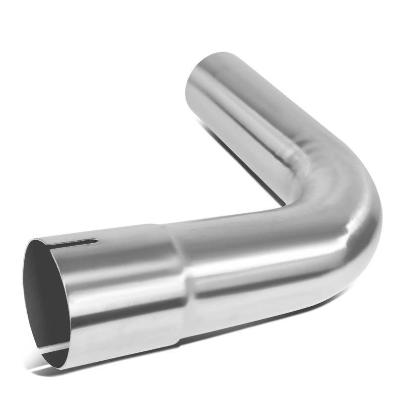 DNA MOTORING ZTL-PP-25-90-SS 90 Grad gebogenes Rohr, DIY-Auspuffrohr, 6,3 cm Außendurchmesser, Edelstahl, universelle Passform, polierte Oberfläche von DNA MOTORING