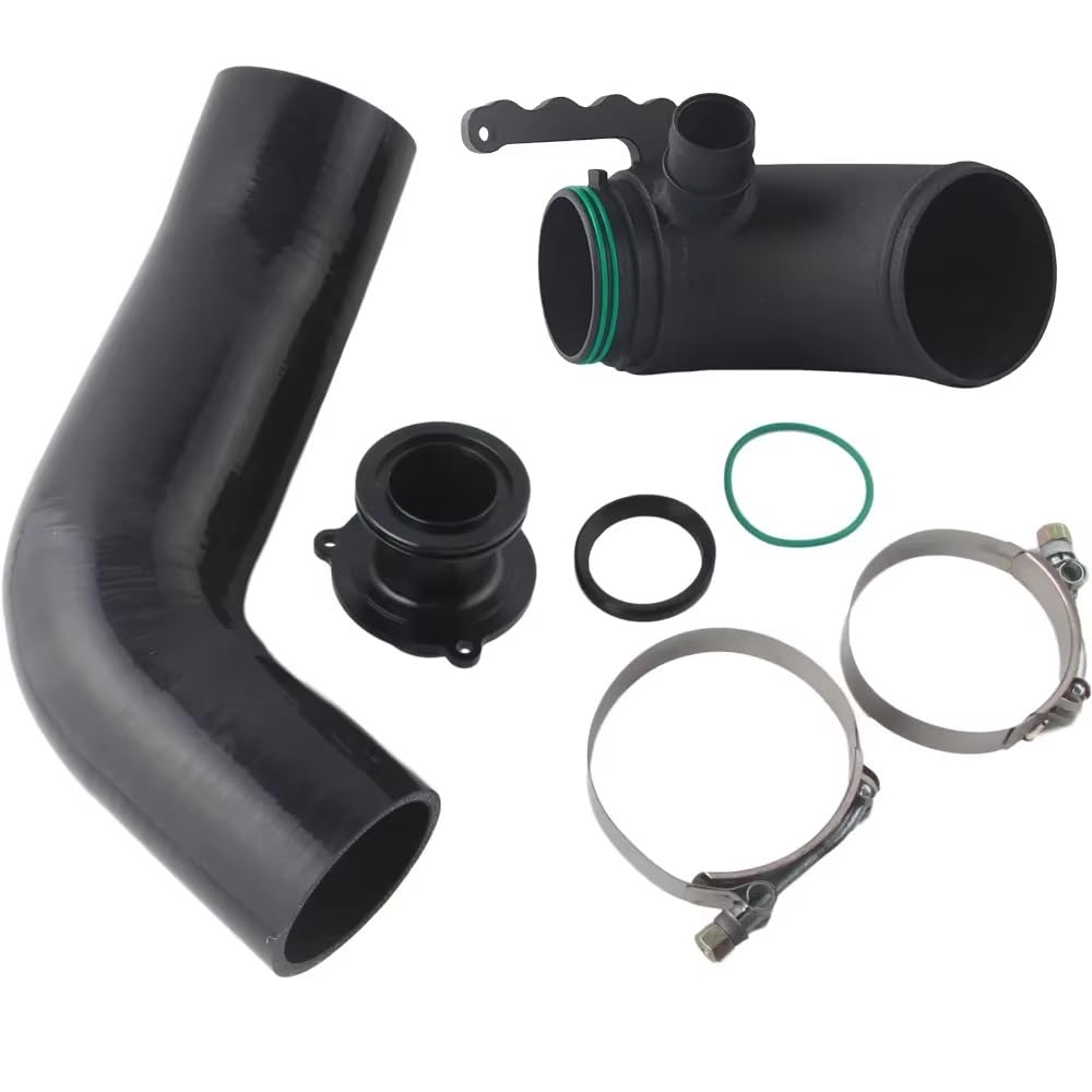 Turbo-Einlass-Kniestück-Schalldämpfer Löschen Mit Kunststoff-Ansaugschlauch Für Golf Für MK7 R 2015+ Für V8 Für MK3 Für A3 Für S3 Für TT EA888 3gen Ansaugschlauch(Black) von DNZOGW