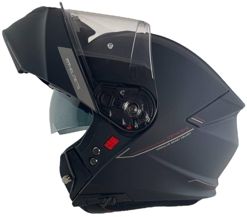 MT Helmet Klapphelm Genesis Motorradhelm, Größe M (57/58), mattschwarz, Helm Motorrad mit Zulassung 22.06 von DOBLE XX