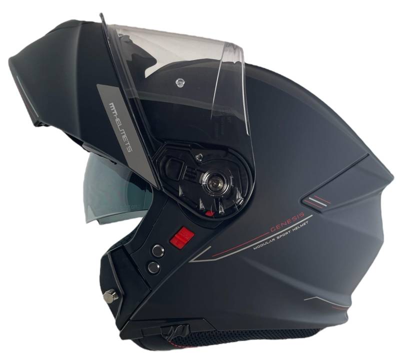 MT Helmet Klapphelm Genesis Motorradhelm, Größe XL (61/62), mattschwarz, Helm Motorrad mit Zulassung 22.06 von DOBLE XX