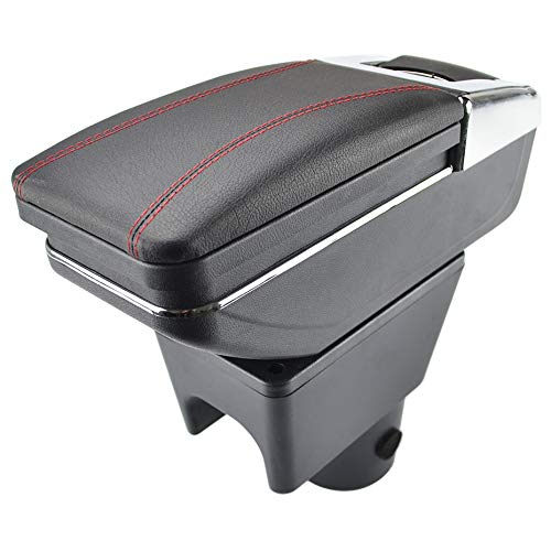 Armlehne Auto,Mittelarmlehne Armlehne Armlehne drehbare Aufbewahrungsbox Dekoration Auto Styling(Red thread) von DOBRVVGT