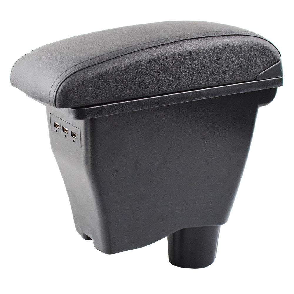 Armlehne Auto,Mittelarmlehne Armlehne Fit Verwenden Passend für Smart Fortwo Schwarz Leder Center USB Neue Lagerung Box Modifikation(Black thread) von DOBRVVGT