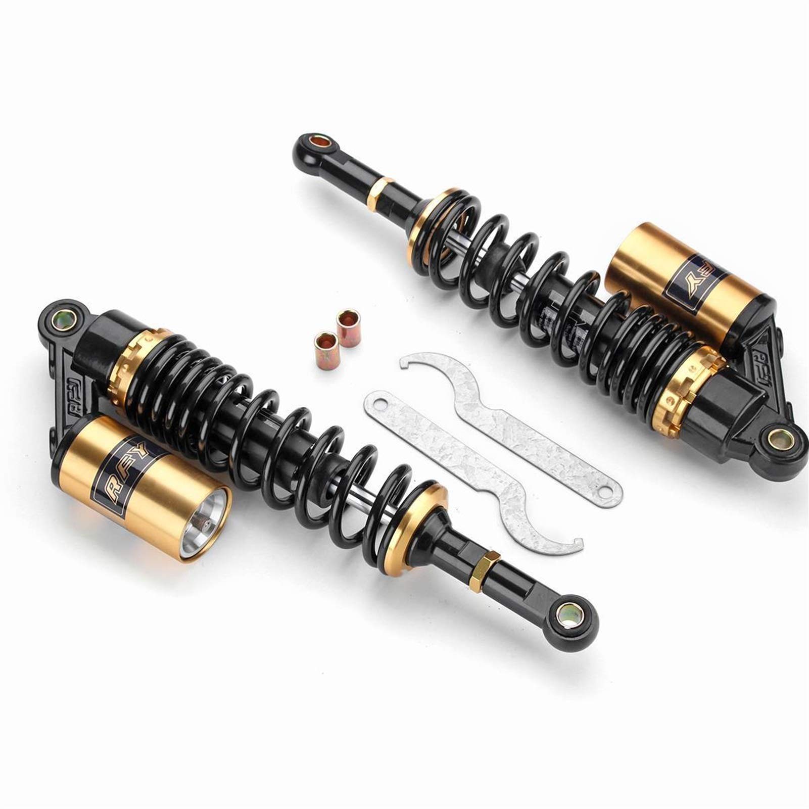 Motorrad Hinterer Stoßdämpfer,Stoßdämpfer Paar Universal 360mm 14 "Motorrad Rückluft Stoßdämpfer Suspension Dirt Bike(Gold Black) von DOBRVVGT