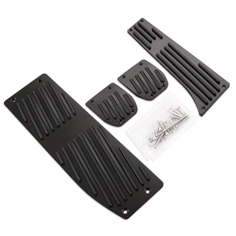 Pedalabdeckung,Auto Pedale,Pedalkappen Aluminium Fußstütze-Pedale Set Passend für E30 E36 E46 E87 E90 E91 E92 E93 M3 M Tech Bei Mt Silver Black Color(Black 4PCS MT) von DOBRVVGT