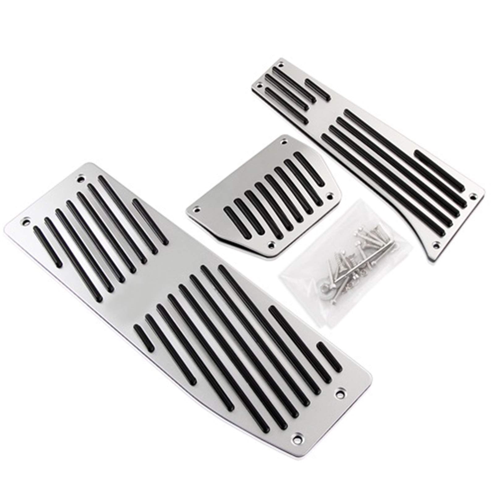 Pedalabdeckung,Auto Pedale,Pedalkappen Aluminium Fußstütze-Pedale Set Passend für E30 E36 E46 E87 E90 E91 E92 E93 M3 M Tech Bei Mt Silver Black Color(Silver 3PCS AT) von DOBRVVGT