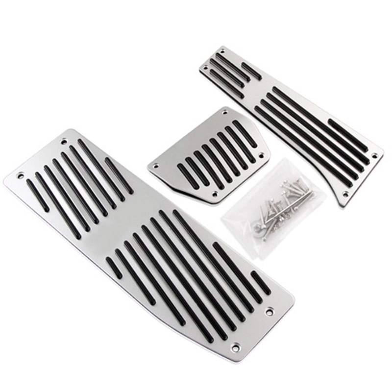 Pedalabdeckung,Auto Pedale,Pedalkappen Aluminium Fußstütze-Pedale Set Passend für E30 E36 E46 E87 E90 E91 E92 E93 M3 M Tech Bei Mt Silver Black Color(Silver 3PCS AT) von DOBRVVGT
