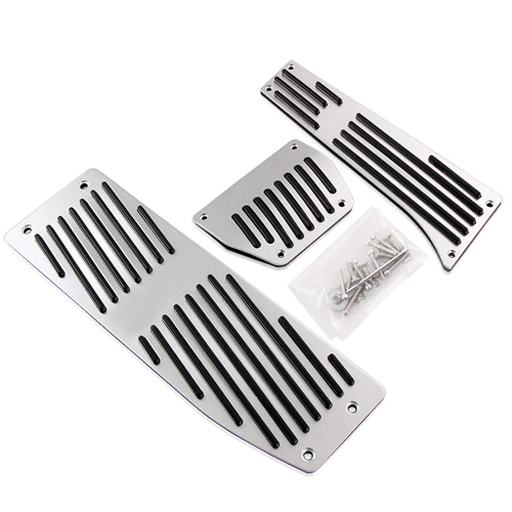 Pedalabdeckung,Auto Pedale,Pedalkappen Autopedal geeignet für den Einsatz für BMW 3. Serie E30 E36 E39 E46 E87 E90 E91 E92 E93 X1 X4 Z4 M3 BEI MT Silber schwarz(Drill 3pcs for AT) von DOBRVVGT
