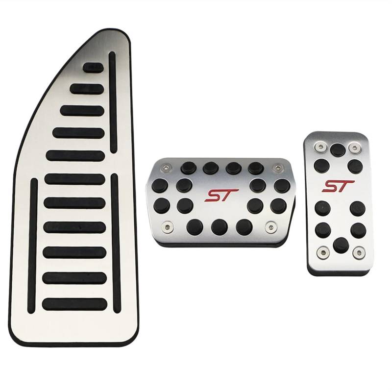 Pedalabdeckung,Auto Pedale,Pedalkappen Edelstahl Car Pedals Cover Passend für Ford Focus 2 3 4 Mk2 Mk3 Mk4 Kuga Escape RS ST 2005-2020 Kupplung Gasbremspedal Set Pads(AT With Rest) von DOBRVVGT