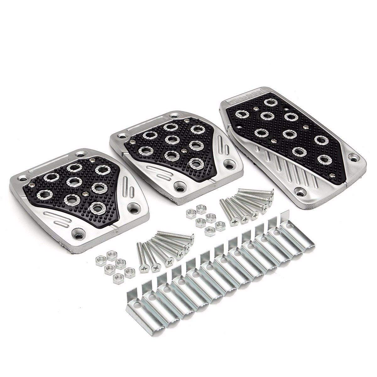 Pedalabdeckung,Auto Pedale,Pedalkappen Universal-3 PC/Set Auto-Pedal-Abdeckungs-Satz-Fuss-Auflage aus Aluminium Gummigriff Non-Slip Blau Gelb Rot Schwarz(Black) von DOBRVVGT