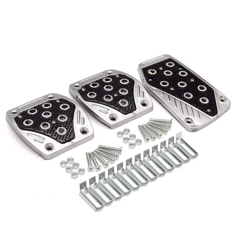 Pedalabdeckung,Auto Pedale,Pedalkappen Universal-3 PC/Set Auto-Pedal-Abdeckungs-Satz-Fuss-Auflage aus Aluminium Gummigriff Non-Slip Blau Gelb Rot Schwarz(Black) von DOBRVVGT