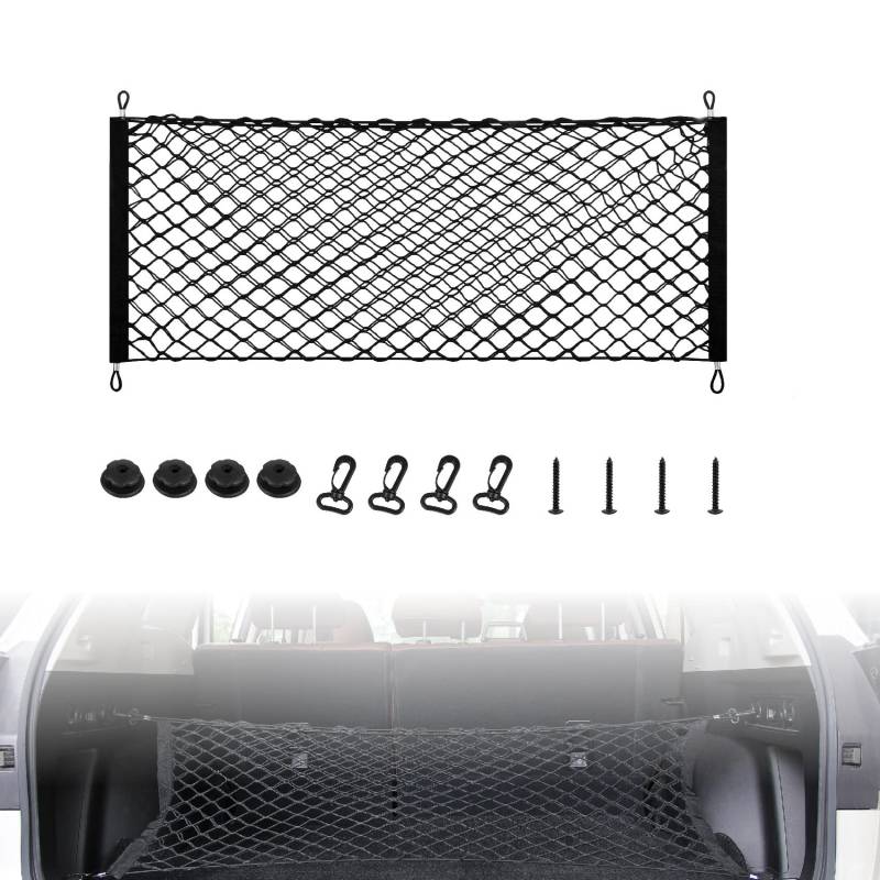 DOCAS 1Stück Car Boot Luggage Net, Universally Adjustable Luggage Net 90-122 cm, 1 Kofferraum Netztasche +4 ABS Hooks + 4 Mounting(Stil4) von DOCAS
